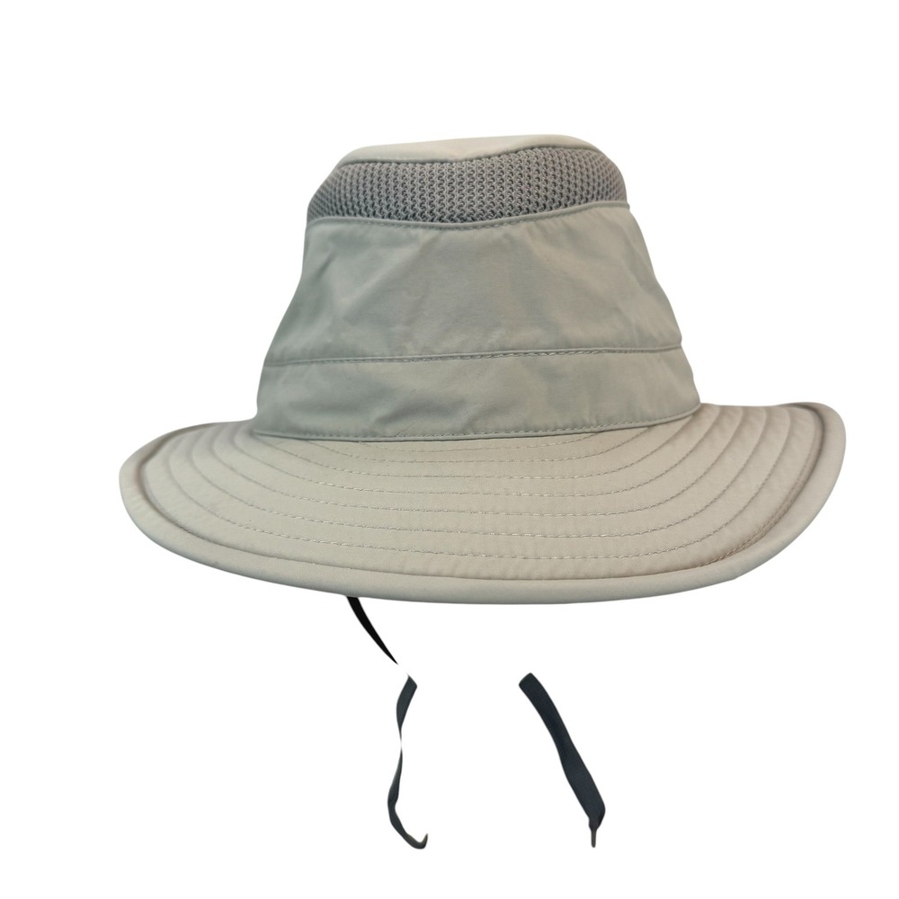 Tilley Airflo Hat 7 1/4 Khaki Tan Nylon Mesh Wide Brim Fishing Sun Hat LTM6
